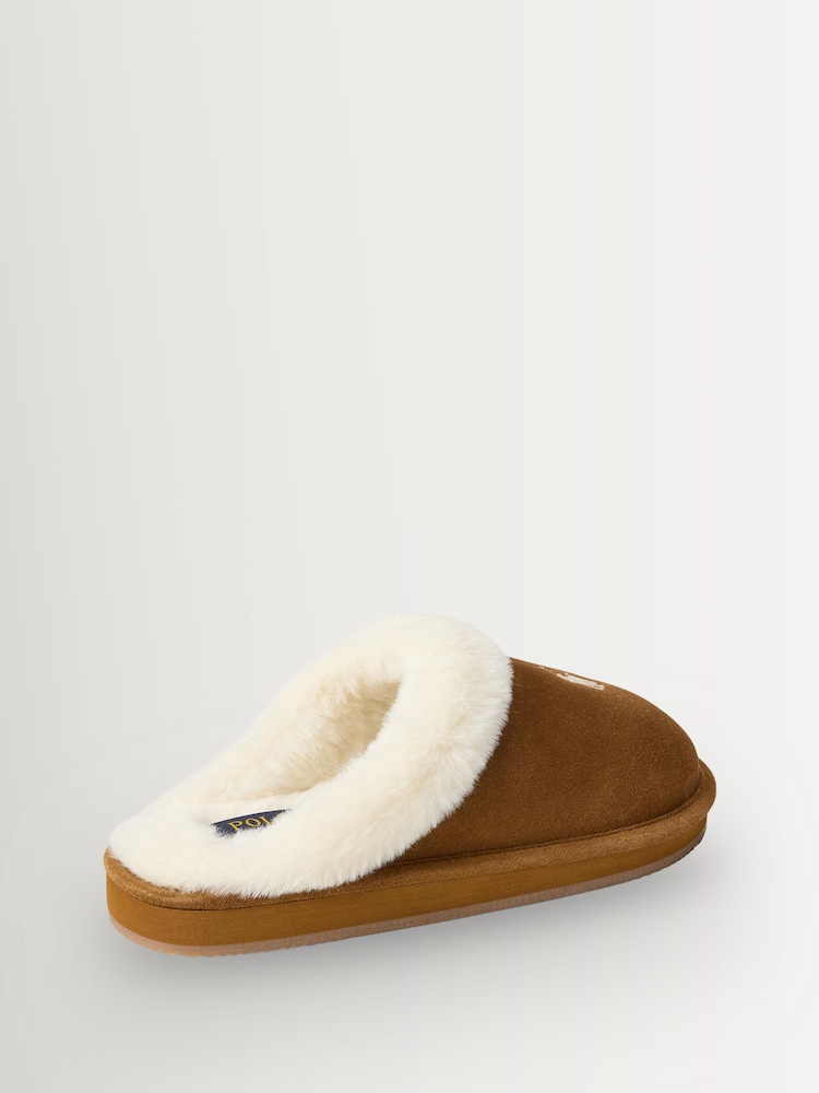 Polo Ralph Lauren Brown Kayleigh Fluffy Slipper Flats - Image 2 of 4 Polo Ralph Lauren Brown Kayleigh Fluffy Slipper Flats - Image 2 of 4