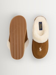 Polo Ralph Lauren Brown Kayleigh Fluffy Slipper Flats - Image 3 of 4