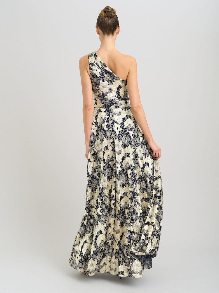 Gina Bacconi Blue Sabina One Shoulder Floral Maxi Dress - Image 2 of 7 Gina Bacconi Blue Sabina One Shoulder Floral Maxi Dress - Image 2 of 7