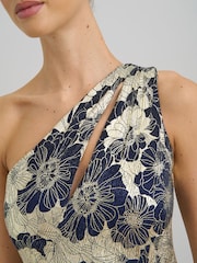 Gina Bacconi Blue Sabina One Shoulder Floral Maxi Dress - Image 4 of 7