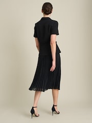 Gina Bacconi Black Sam Belted Pleated Midi Dress - Image 2 of 6
