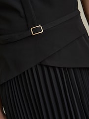 Gina Bacconi Black Sam Belted Pleated Midi Dress - Image 5 of 6