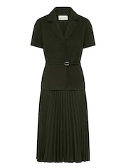 Gina Bacconi Black Sam Belted Pleated Midi Dress - Image 6 of 6