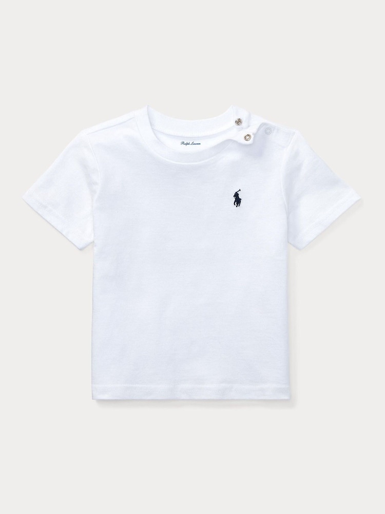 Polo Ralph Lauren White Baby 100%Cotton Jersey Logo T-Shirt - Image 1 of 2
