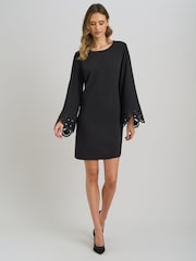 Gina Bacconi Black Anisa Lace-Cuff Shift Dress - Image 3 of 5
