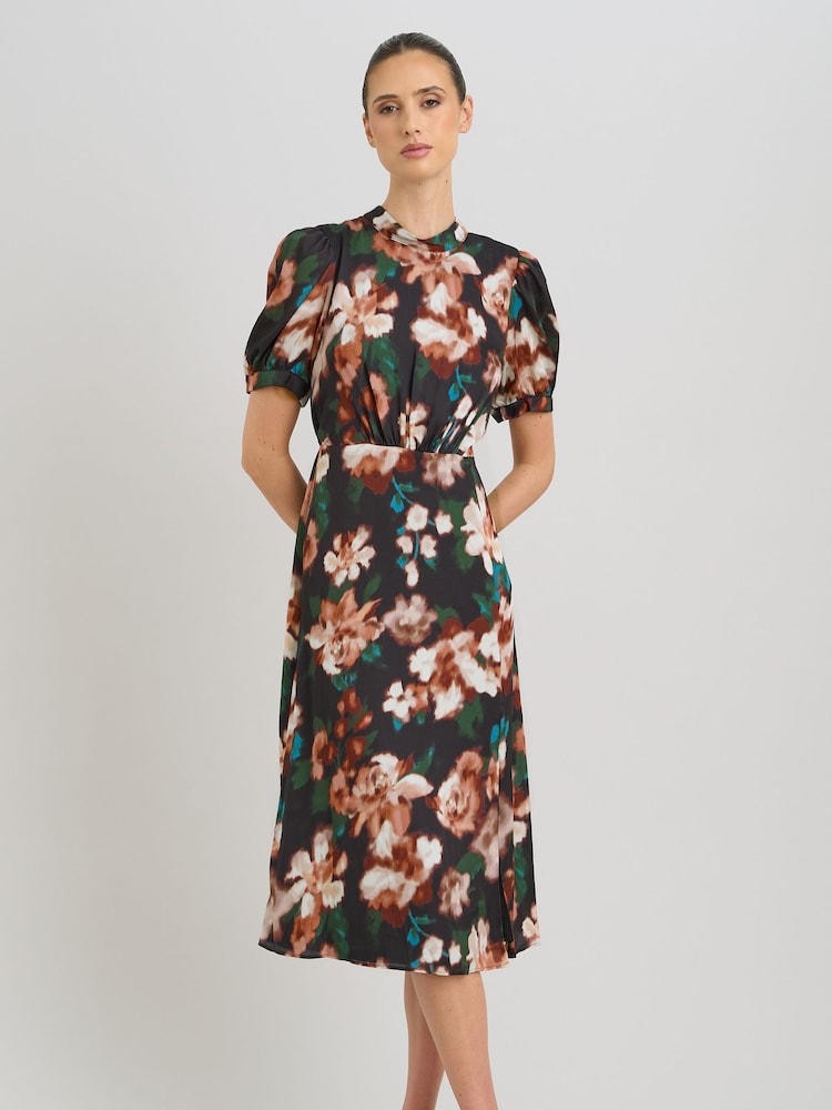 Gina Bacconi Taryn Floral Print High Neck Midi Dress - Image 1 sur 7 Gina Bacconi Taryn Floral Print High Neck Midi Dress - Image 1 sur 7