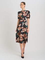 Gina Bacconi Taryn Floral Print High Neck Midi Dress - Image 3 sur 7