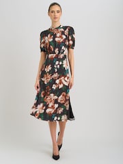 Gina Bacconi Taryn Floral Print High Neck Midi Dress - Image 5 sur 7