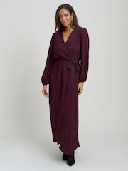 Gina Bacconi Red Gena Bow Wrap Long Sleeve Maxi Dress - Image 1 of 7