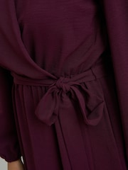Gina Bacconi Red Gena Bow Wrap Long Sleeve Maxi Dress - Image 4 of 7