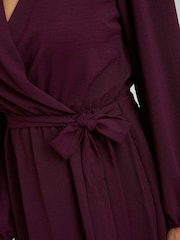 Gina Bacconi Red Gena Bow Wrap Long Sleeve Maxi Dress - Image 7 of 7