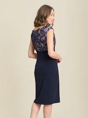 Gina Bacconi Blue Jana Embroidered Neck Cocktail Dress - Image 2 of 6