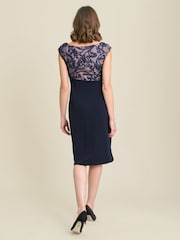 Gina Bacconi Blue Jana Embroidered Neck Cocktail Dress - Image 5 of 6