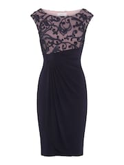 Gina Bacconi Blue Jana Embroidered Neck Cocktail Dress - Image 6 of 6
