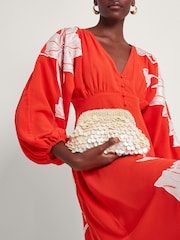 Monsoon Natural Hand-Beaded Shell Clutch - Image 1 of 4