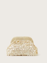 Monsoon Natural Hand-Beaded Shell Clutch - Image 2 of 4