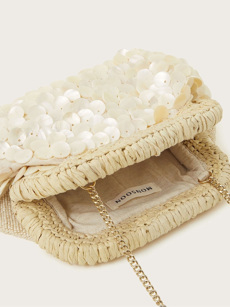 Monsoon Natural Hand-Beaded Shell Clutch - Image 4 of 4