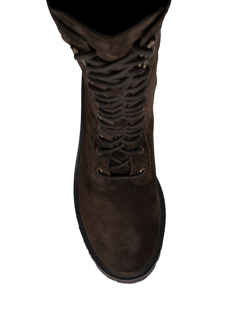 Ravel Brown Knee High Lace Up Boots - Image 4 of 4