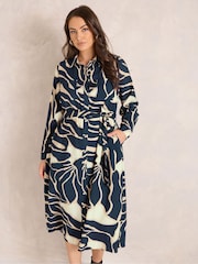 Evans Blue Button Through Shirt Dress - Image 1 of 6