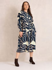 Evans Blue Button Through Shirt Dress - Image 2 of 6