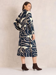 Evans Blue Button Through Shirt Dress - Image 3 of 6