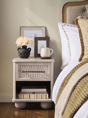 White Bourton Solid Mango 1 Drawer Bedside Table - Image 1 of 10