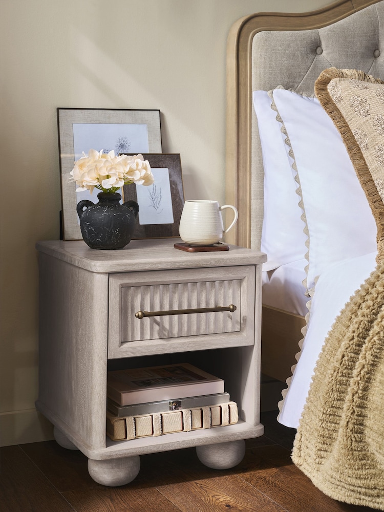 White Bourton Solid Mango 1 Drawer Bedside Table - Image 2 of 10 White Bourton Solid Mango 1 Drawer Bedside Table - Image 2 of 10