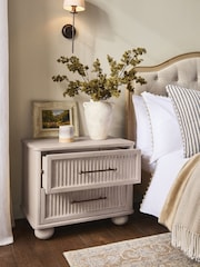 White Bourton Solid Mango 2 Drawer Wide Bedside Table - Image 3 of 10