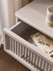White Bourton Solid Mango 2 Drawer Wide Bedside Table - Image 6 of 10