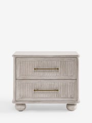White Bourton Solid Mango 2 Drawer Wide Bedside Table - Image 7 of 10