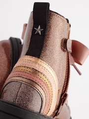 Rose Gold Pink Standard Fit (F) Warm Lined Lace-Up Boots - Image 8 of 10