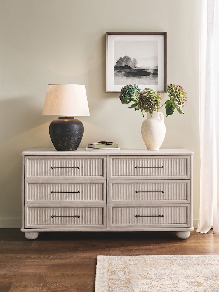 White Bourton Solid Mango 6 Drawer Chest of Drawers - Image 1 of 12 White Bourton Solid Mango 6 Drawer Chest of Drawers - Image 1 of 12