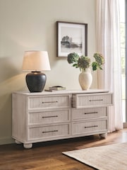 White Bourton Solid Mango 6 Drawer Chest of Drawers - Image 3 of 12