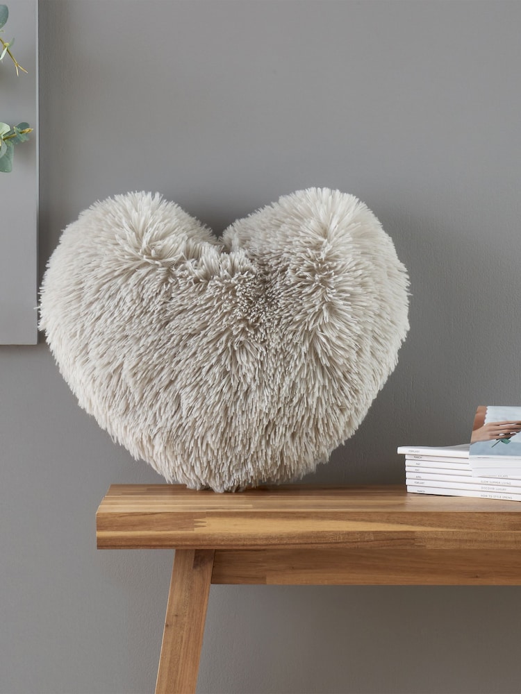 Catherine Lansfield Silver So Soft Cuddly Heart Shaped Cushion - Image 1 of 4 Catherine Lansfield Silver So Soft Cuddly Heart Shaped Cushion - Image 1 of 4