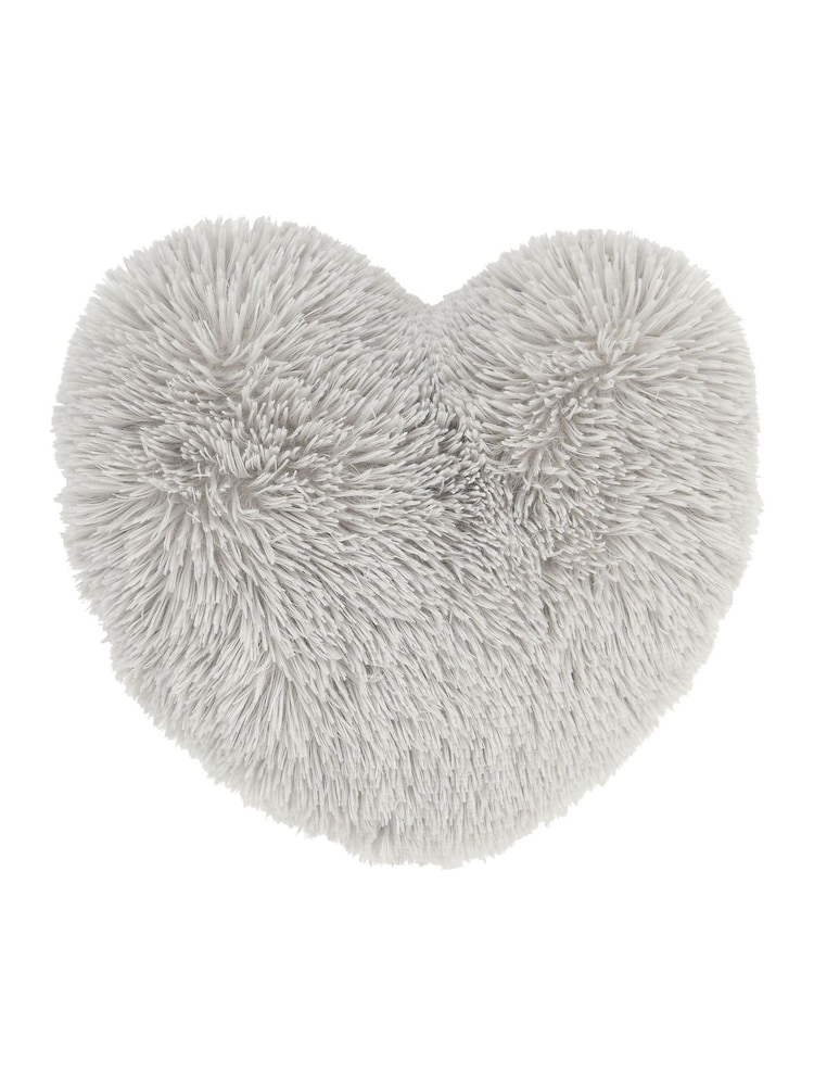 Catherine Lansfield Silver So Soft Cuddly Heart Shaped Cushion - Image 4 of 4 Catherine Lansfield Silver So Soft Cuddly Heart Shaped Cushion - Image 4 of 4