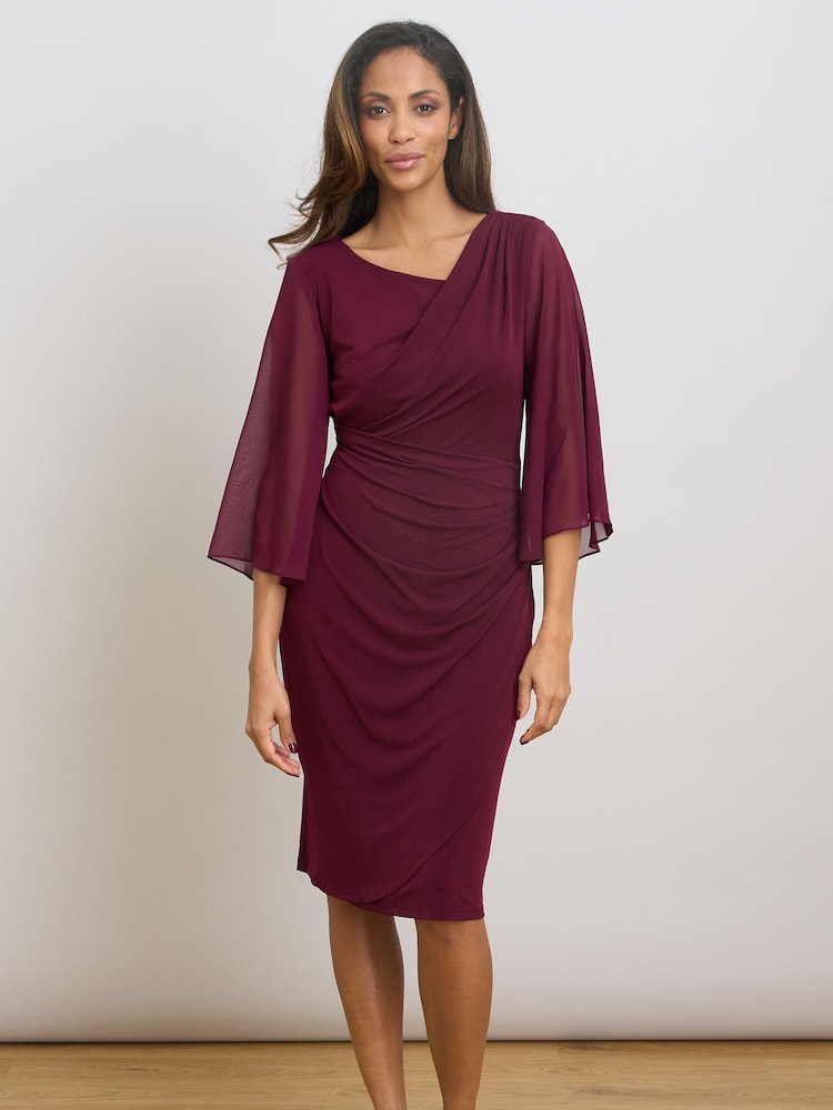 Gina Bacconi Red Jo Draped Jersey Dress - Image 1 of 8 Gina Bacconi Red Jo Draped Jersey Dress - Image 1 of 8