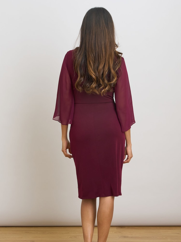 Gina Bacconi Red Jo Draped Jersey Dress - Image 2 of 8 Gina Bacconi Red Jo Draped Jersey Dress - Image 2 of 8