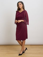 Gina Bacconi Red Jo Draped Jersey Dress - Image 3 of 8