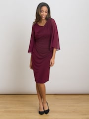 Gina Bacconi Red Jo Draped Jersey Dress - Image 5 of 8