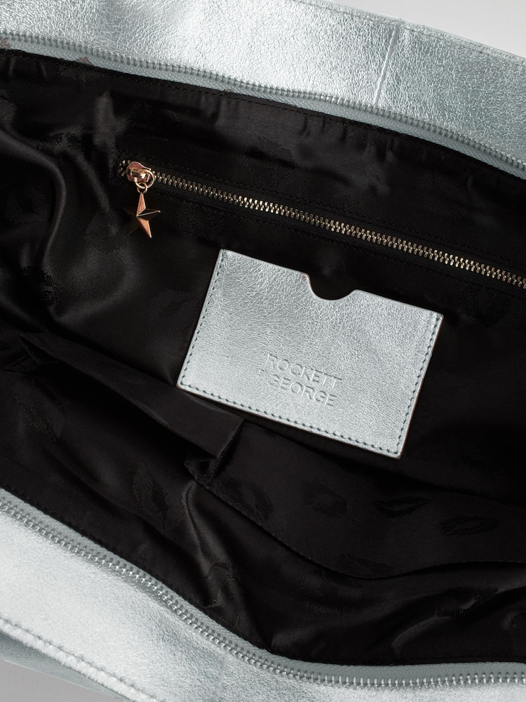 Rockett St George Silver Premium Leather Oversized Shopper Bag - Image 11 of 11