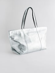 Rockett St George Silver Premium Leather Oversized Shopper Bag - Image 5 of 11
