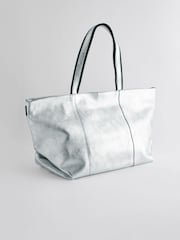Rockett St George Silver Premium Leather Oversized Shopper Bag - Image 6 of 11