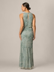 Adrianna Papell Green Petite Bead Blouson Long Dress - Image 2 of 6