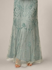 Adrianna Papell Green Petite Bead Blouson Long Dress - Image 6 of 6