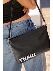 Rockett St George Black Slogan Premium Leather Clutch Bag - Image 2 of 9