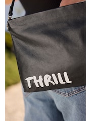 Rockett St George Black Slogan Premium Leather Clutch Bag - Image 3 of 9