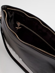 Rockett St George Black Slogan Premium Leather Clutch Bag - Image 6 of 9