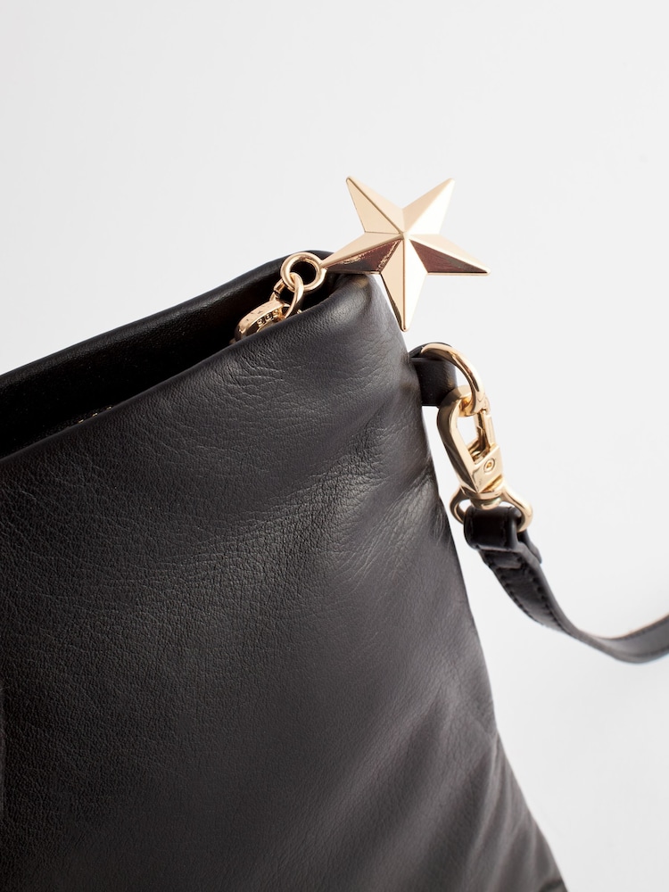 Rockett St George Black Slogan Premium Leather Clutch Bag - Image 8 of 9