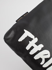 Rockett St George Black Slogan Premium Leather Clutch Bag - Image 9 of 9
