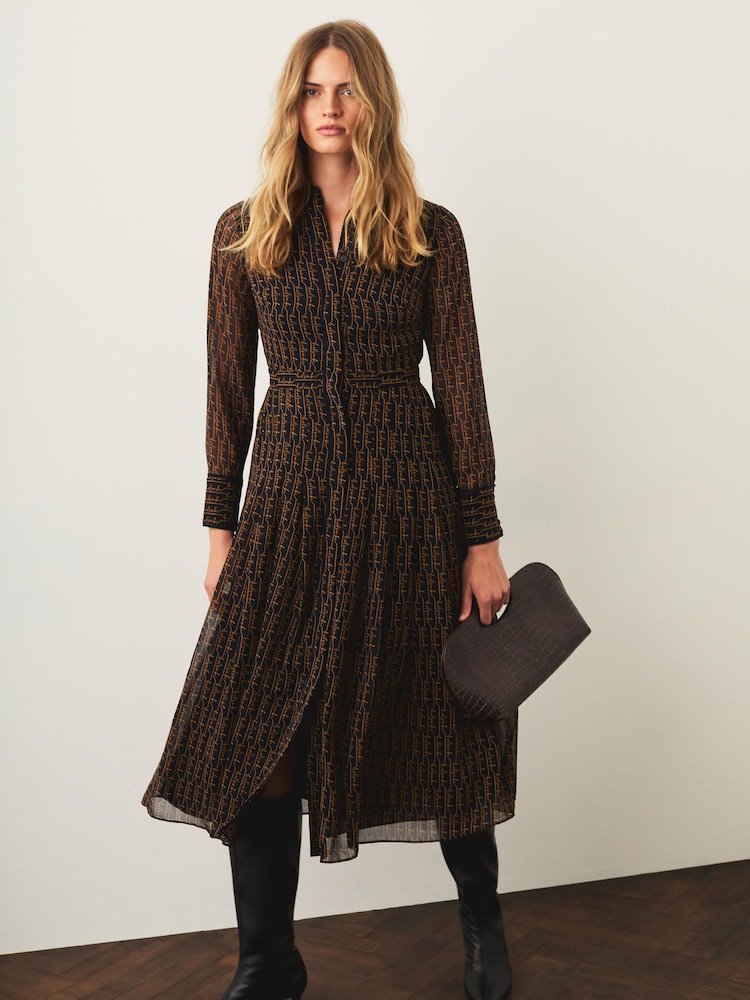 Mint Velvet Blue Graphic Print Midi Shirt Dress - Image 1 of 7 Mint Velvet Blue Graphic Print Midi Shirt Dress - Image 1 of 7